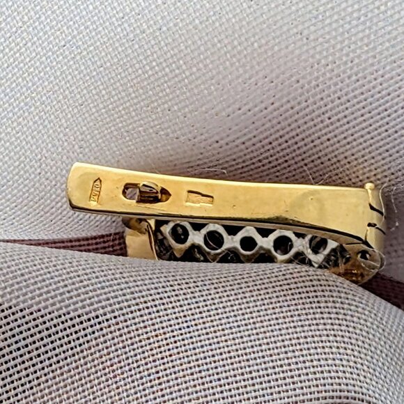 Russian Russia Solid 14K Yellow White Gold Diamond Cluster Pierced Earrings - Picture 9 of 10